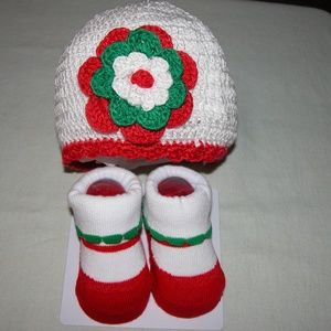 Laura Ashley Girls’ Flower Hat and Socks Set New